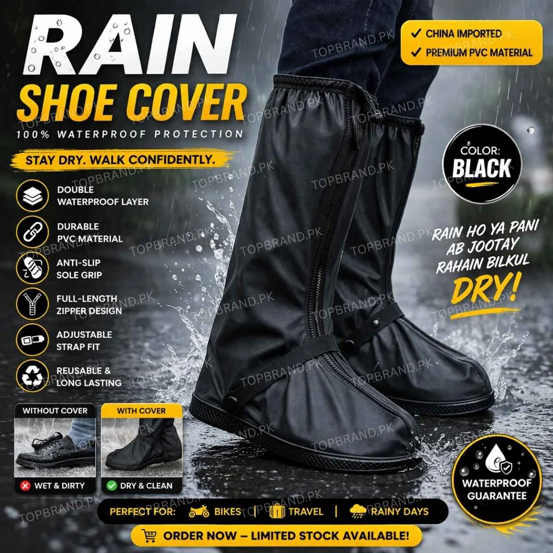 Waterproof Overshoes – Anti-Slip Motorcycle & Cycling Rain Shoe Covers with Thickened Sole