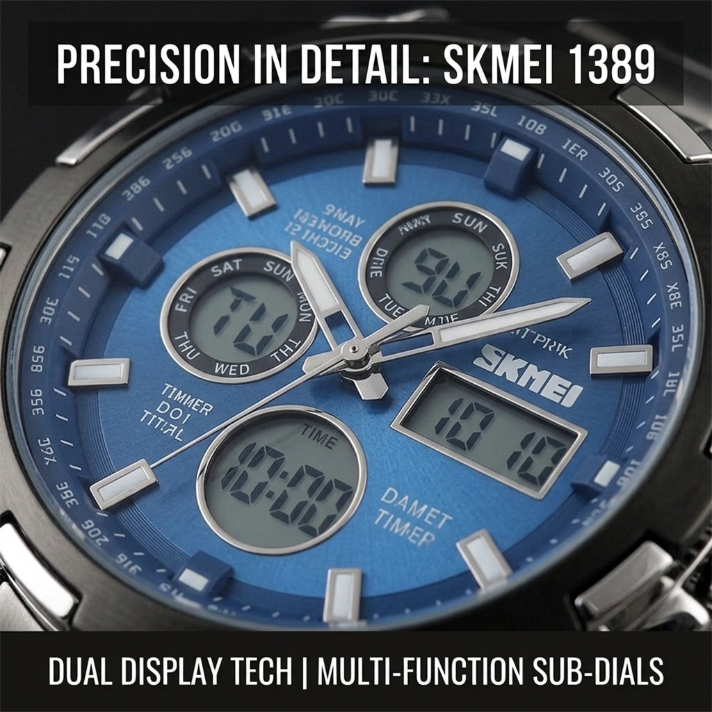 SKMEI 1389 Sports Digital Watch – Dual Display Wristwatch with Stopwatch