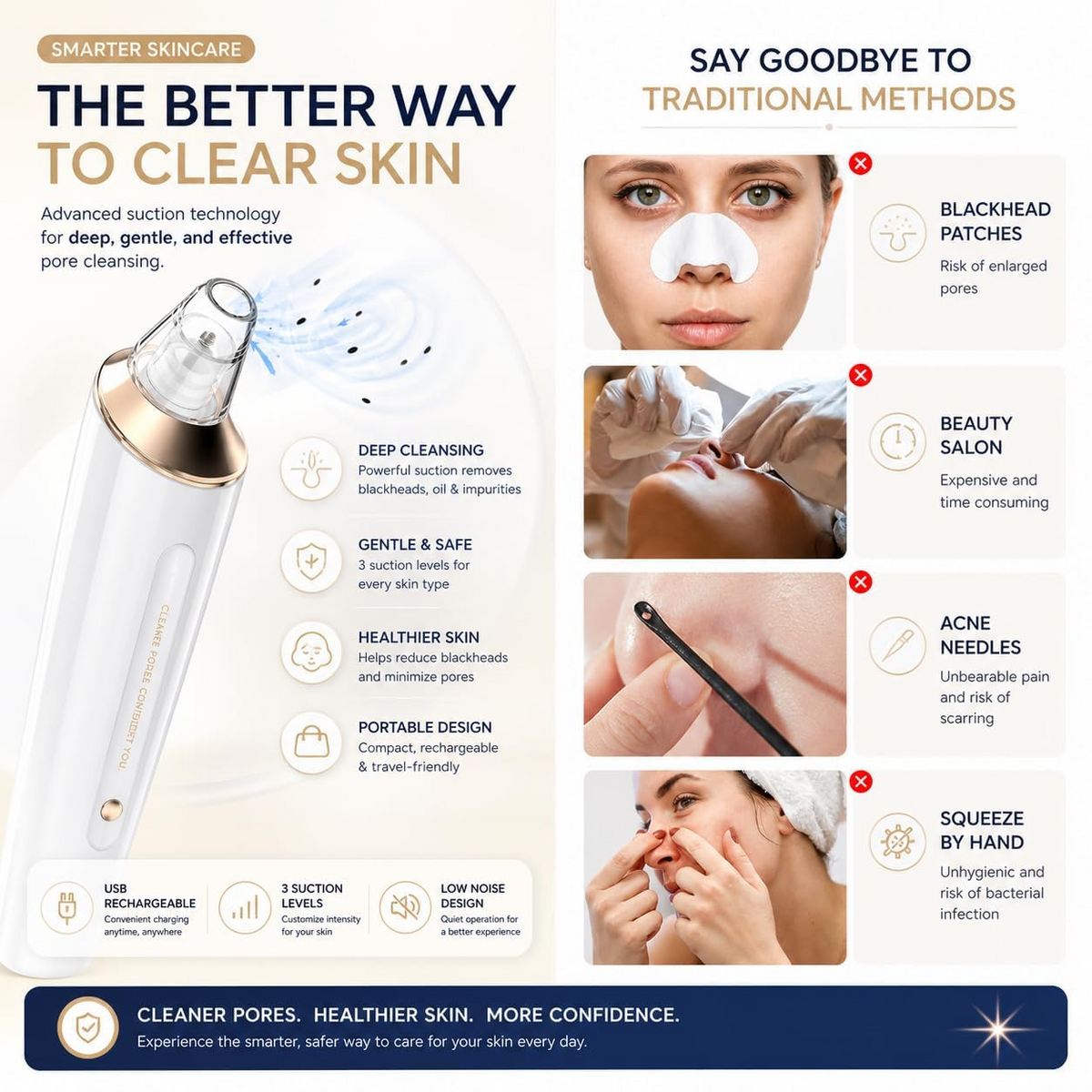 Blackhead Remover Pore Vacuum – USB Facial Pore Cleaning & Suction Device