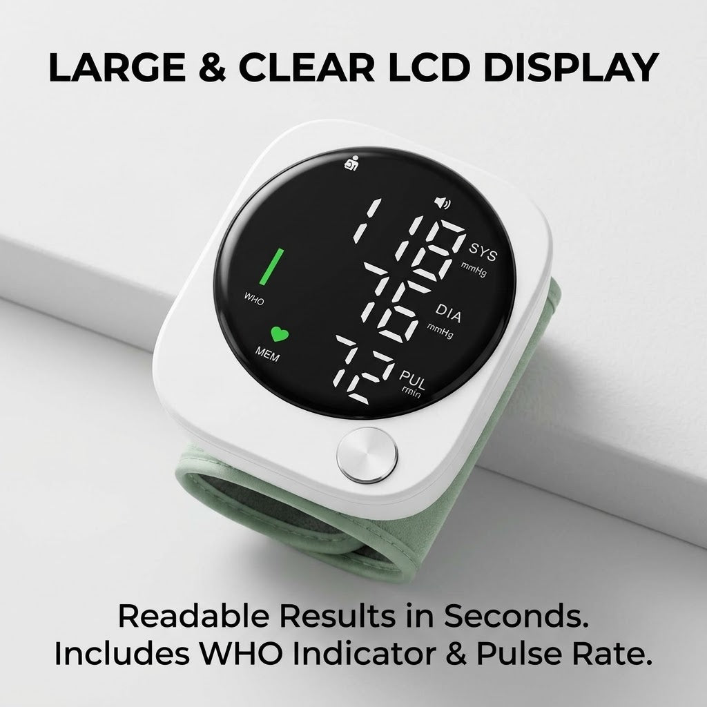 Digital Wrist Blood Pressure LCD Display Automatic Monitor