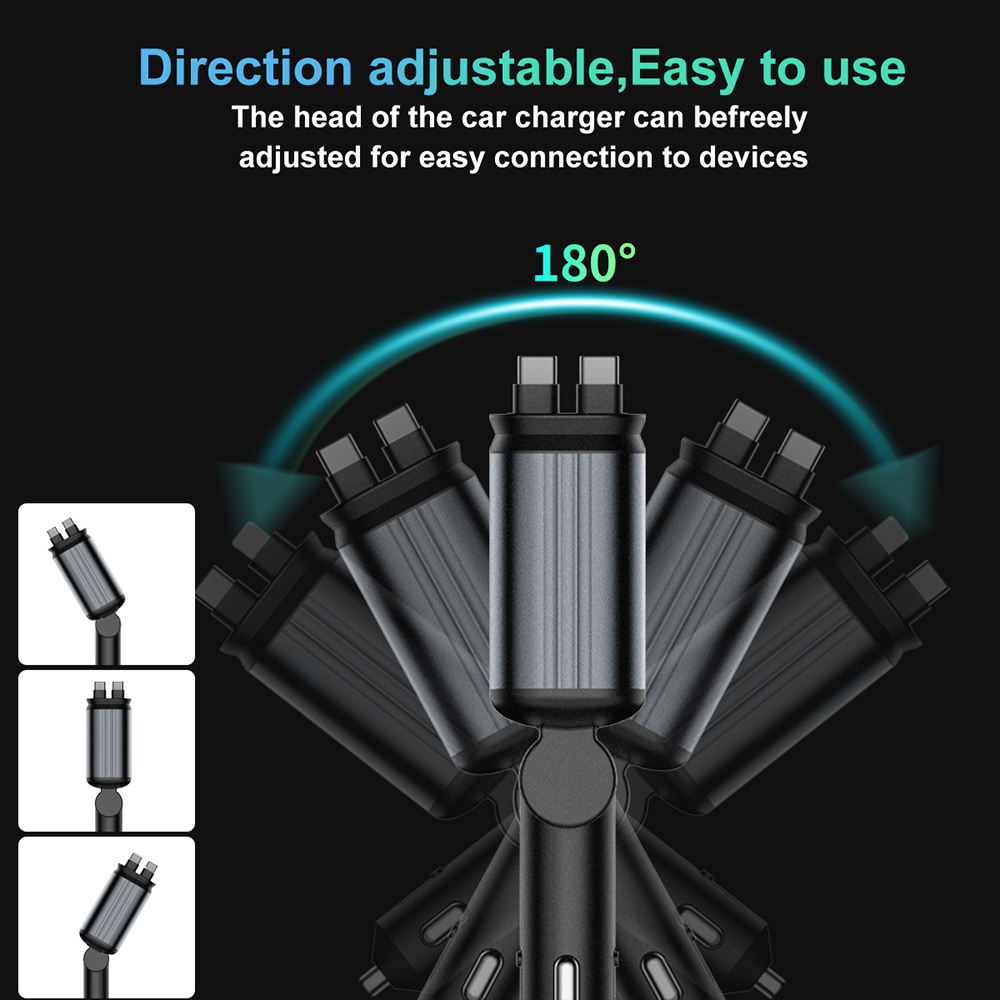 4 in 1 Starlight Car Charger โ Fast Charging with Retractable Cables