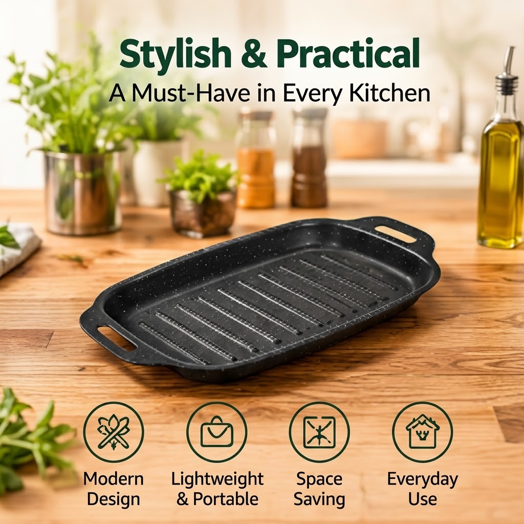 Eco-Friendly Steel Roasting Pan – Non-Stick Fish & Turkey Grill Tray for Oven Baking