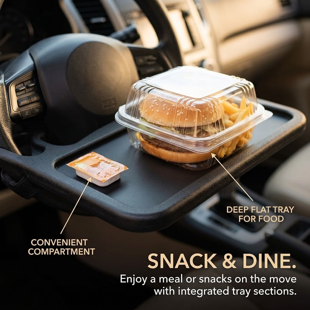 Multifunctional Car Steering Wheel Tray – Foldable Laptop, Writing & Dining Table