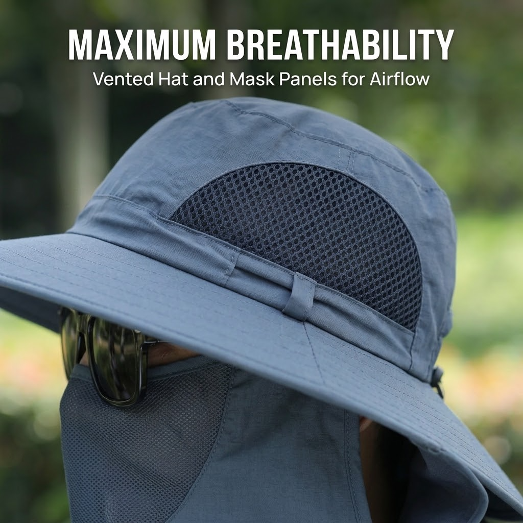 Outdoor Sun Protection Hat – Breathable Sun Hat with Neck Flap & Face Covering