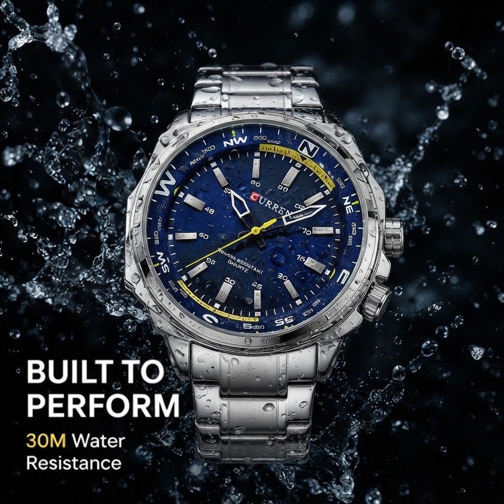 Luxury Men's Quartz Watch Stainless Steel Strap Fashion Wristwatch