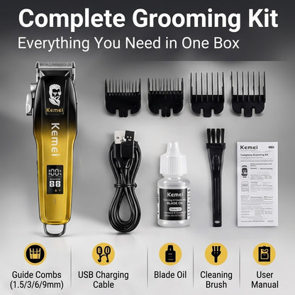 Men’s 5W Hair Trimmer – Stainless Steel Blade Gradient Clipper