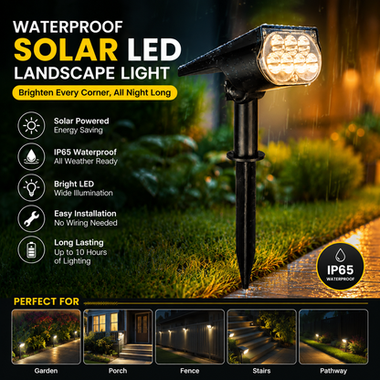 Waterproof Solar LED Landscape Light – IP65 Outdoor Garden, Porch, Fence & Stair Lighting