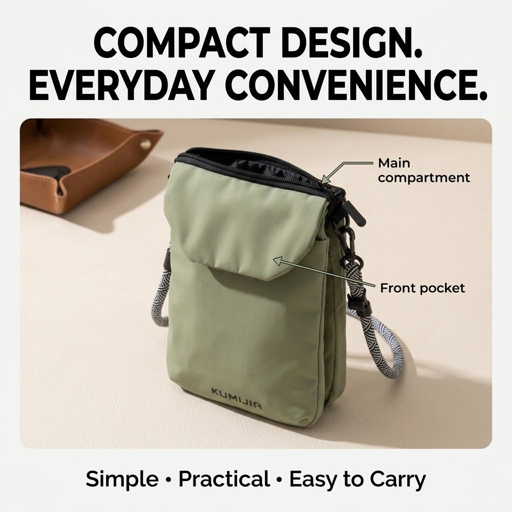 Nylon Crossbody Phone Bag – Lightweight Waterproof Unisex Small Shoulder Pouch