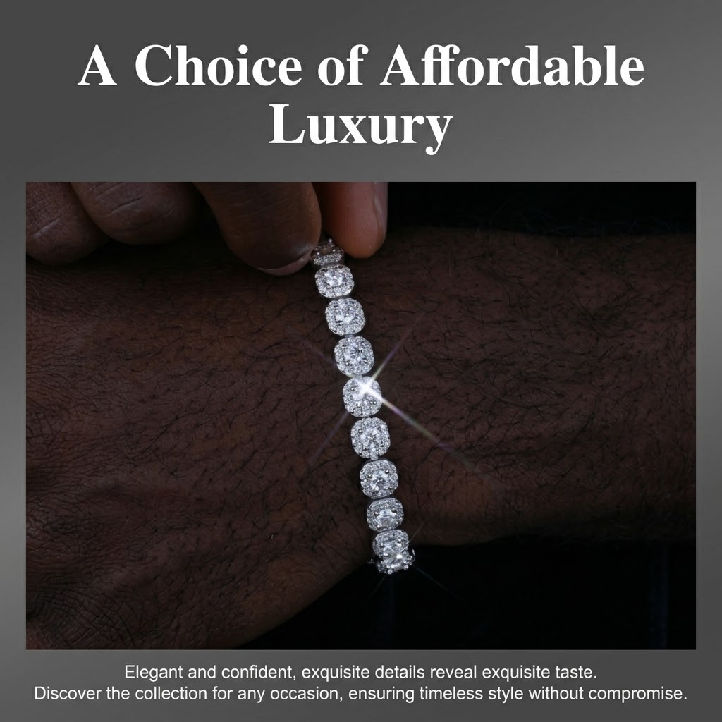 Men’s Cuban Link Tennis Bracelet – Gold/Platinum-Plated Brass with 5A Zircon Clasp
