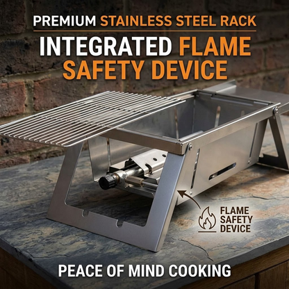 Portable Stainless Steel Grill Rack – Folding Outdoor Barbecue Grill with Flame Safety Design