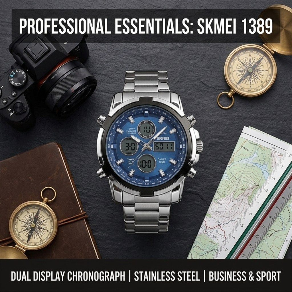 SKMEI 1389 Sports Digital Watch – Dual Display Wristwatch with Stopwatch