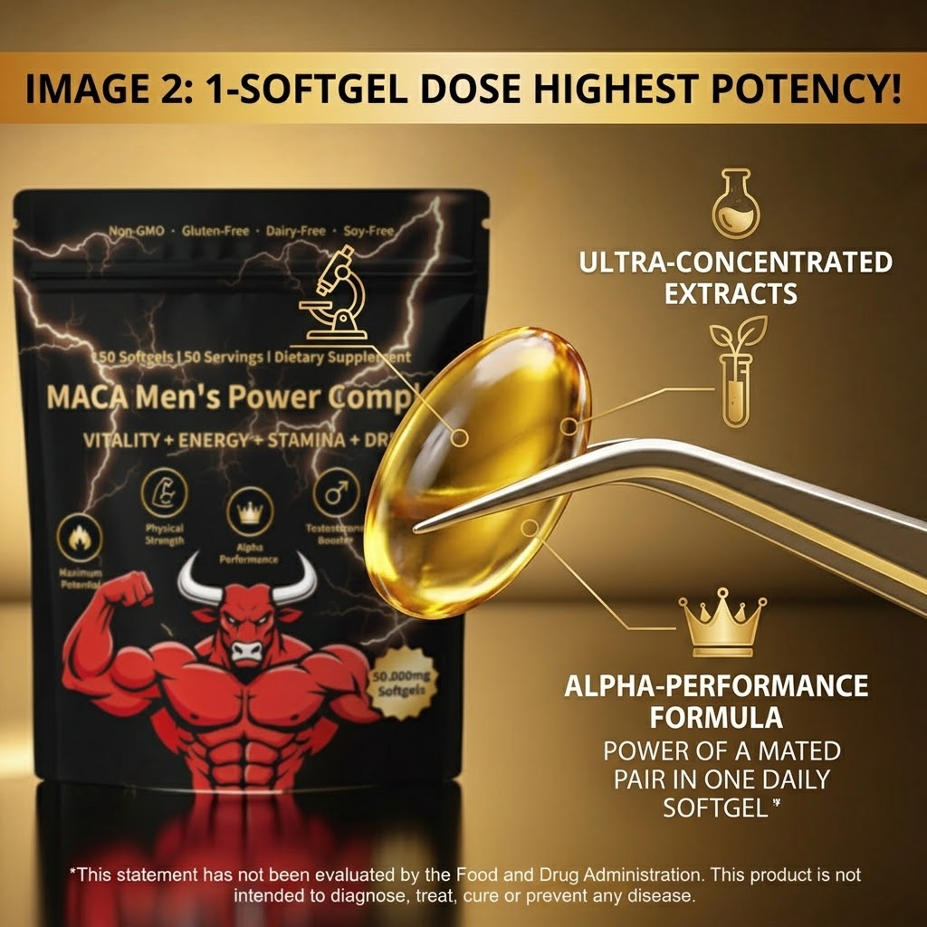 Maca Men’s Power Complex Softgels – Herbal Vitality & Daily Energy Support Supplement