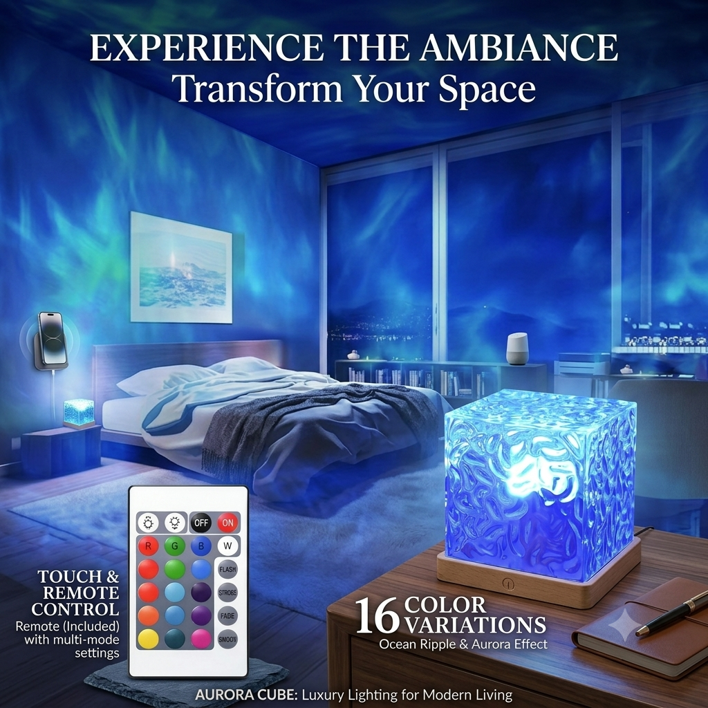 Water Ripple LED Lamp – Ambient Wave Light for Home Decor