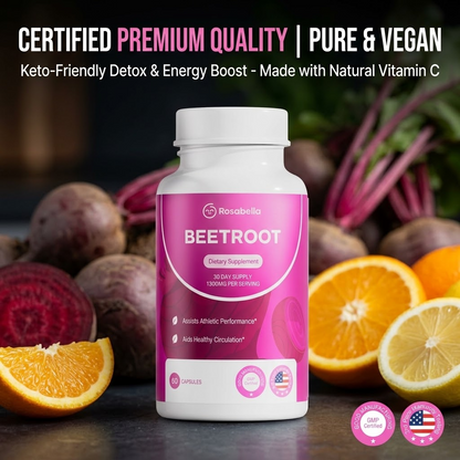 Vegan Beetroot Capsules – 398mg Natural Beetroot Supplement with Vitamin C