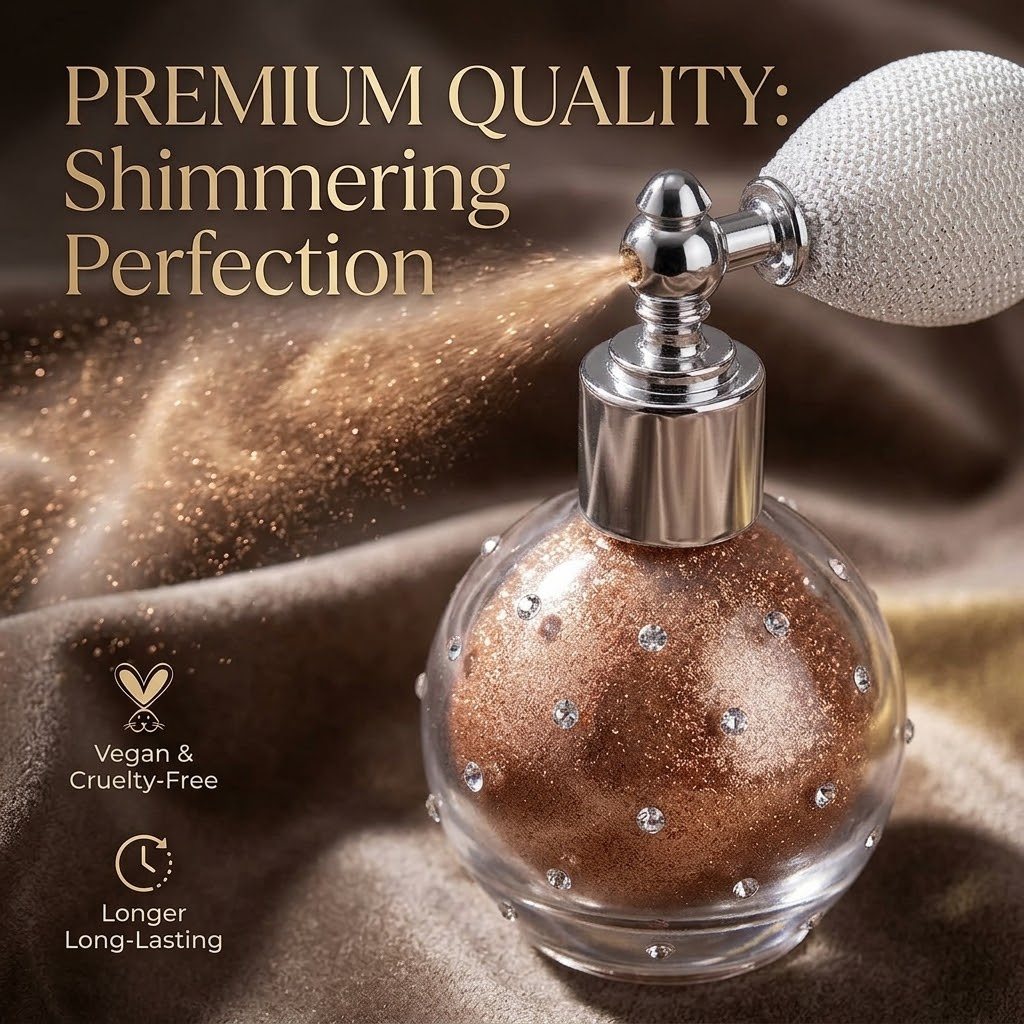 Bling Vegan Highlighter Spray – 3D Glitter Face &amp; Body Makeup Glow