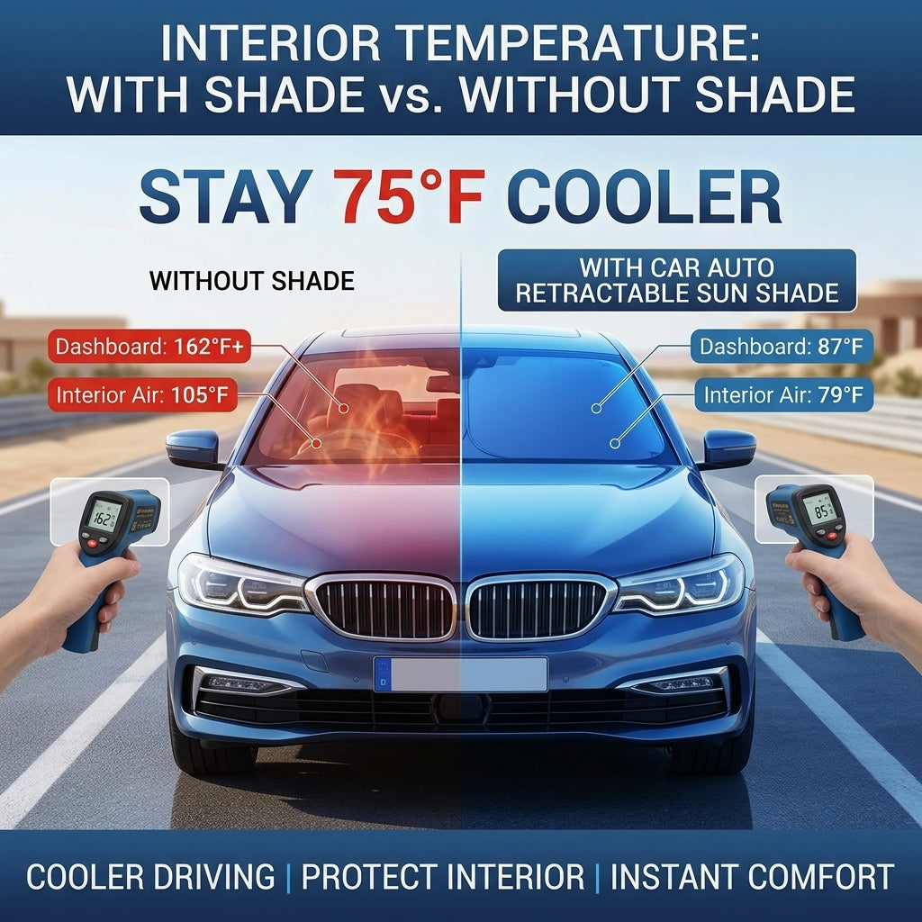 Automatic Retractable Car Windshield Sun Shade – Front Window Sun Protector Cover with Easy Pull-Down Design