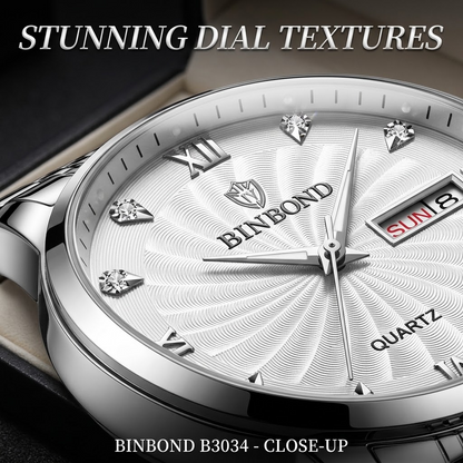 Men’s Luxury Business Watch – Automatic-Style Dial with Diamond Detail & Butterfly Clasp