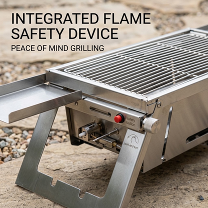Portable Stainless Steel Grill Rack – Folding Outdoor Barbecue Grill with Flame Safety Design