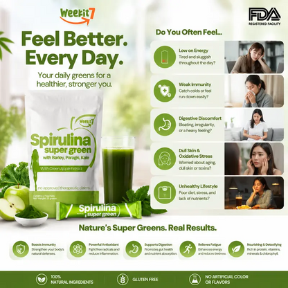 Organic Super Greens Powder – Spirulina & Wheatgrass Daily Greens Blend