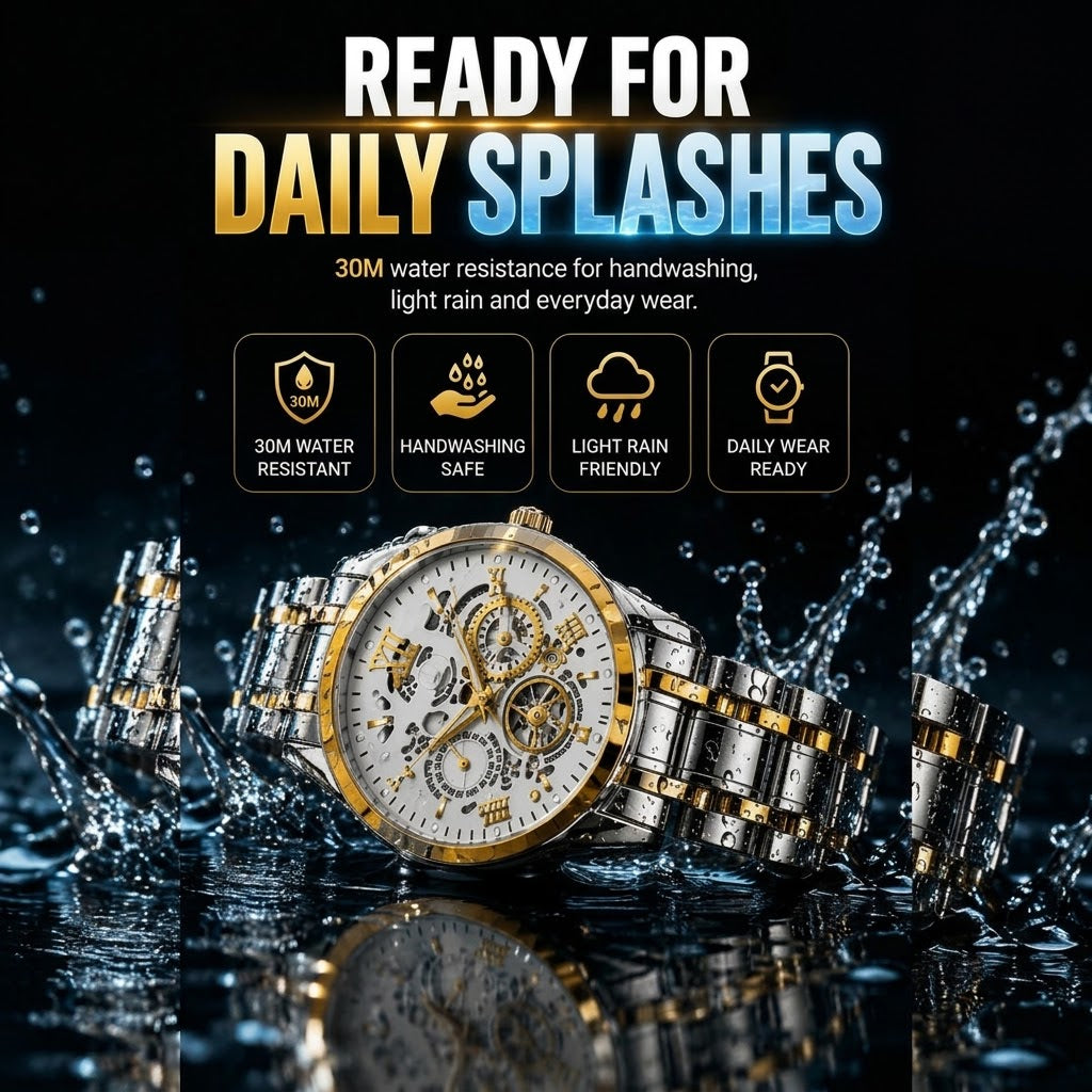 Men's Hollow-Out Steel Band Business & Casual Wristwatch