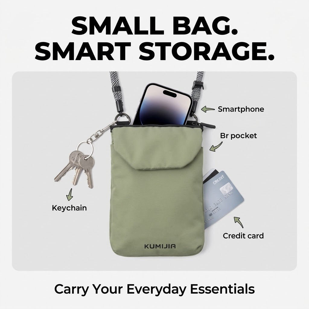 Nylon Crossbody Phone Bag – Lightweight Waterproof Unisex Small Shoulder Pouch