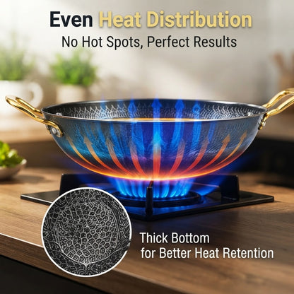 Stainless Steel Honeycomb Wok – Non-Stick Frying Pan with Double Handles