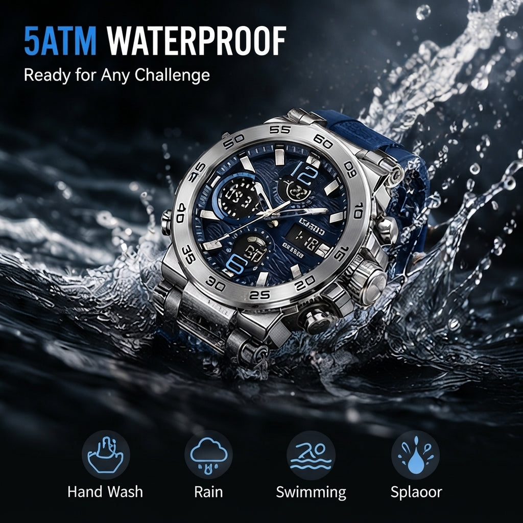 Men's Double Display Sports Luminous Digital Watch