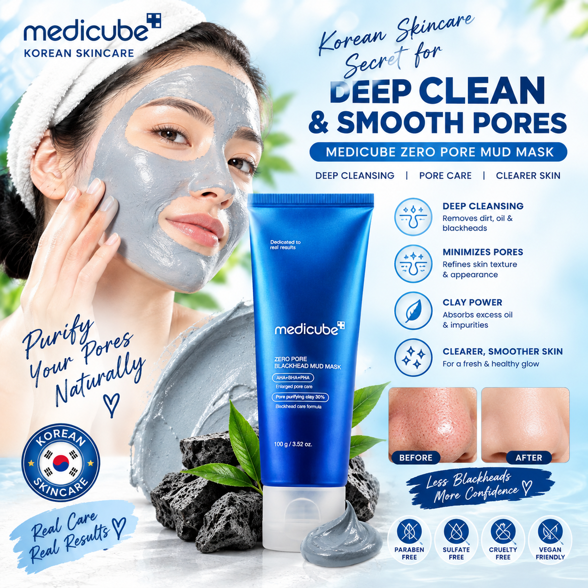 Korean Skincare Medicube Zero Pore Mud Mask Deep Cleansing