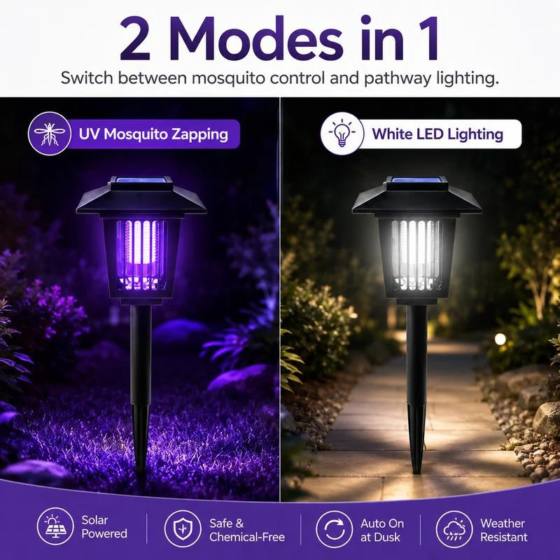 2-in-1 Solar Garden LED Lamp – Outdoor Solar Bug Zapper & Mosquito Killer