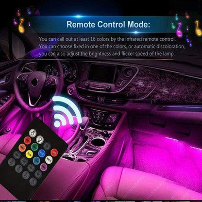 Car USB LED & Atmosphere Light – Wireless Colorful Voice-Activated Interior Ambient Light