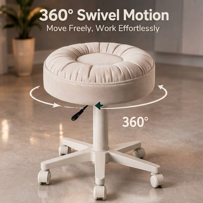 Large Rolling Beauty Swivel Salon Chair with Wheels & Adjustable Lift