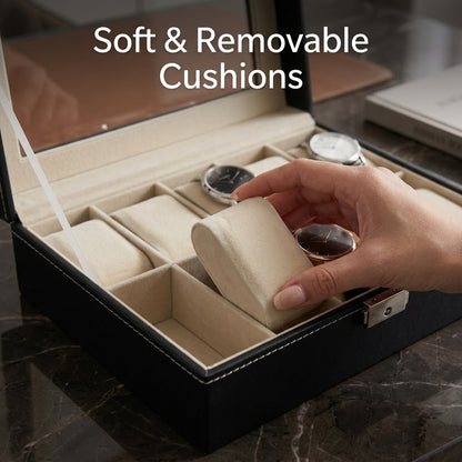Luxury PU Leather Watch Box – 12-Slot Organizer & Display Case