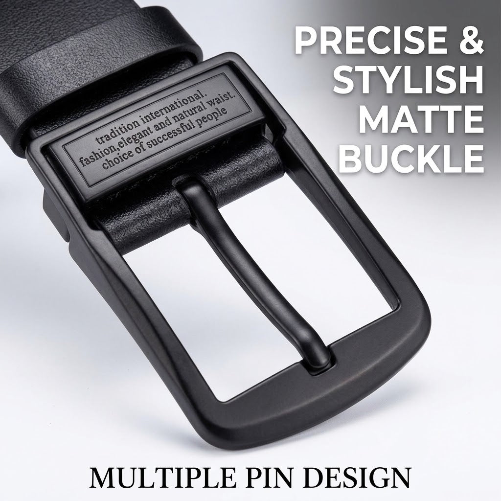 Men's Synthetic Leather Belt – Multiple Pin Buckle Business & Casual Waist Belt