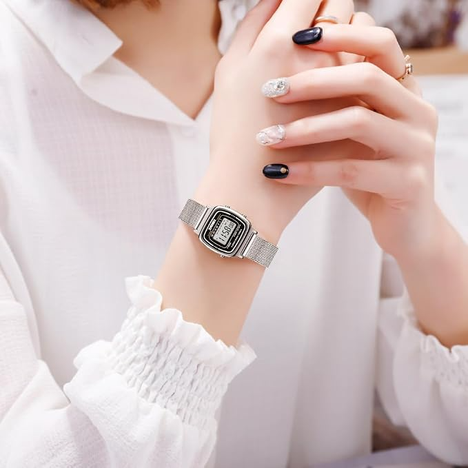 SKMEI 1901 Digital Women's Watch – Stainless Steel Sport Watch with Alarm