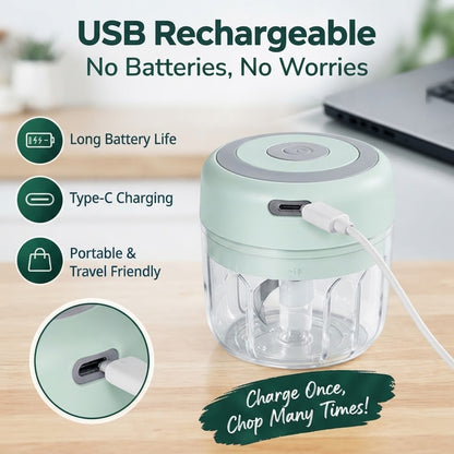 Mini Electric Garlic Chopper USB Rechargeable Vegetable Crusher