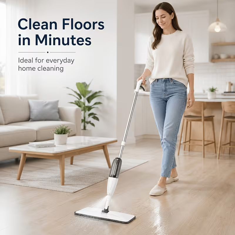 Spray Flat Mop Wet & Dry Floor Cleaning with One-Swipe Design