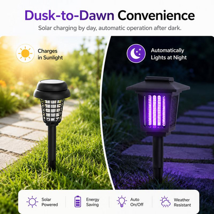 2-in-1 Solar Garden LED Lamp – Outdoor Solar Bug Zapper & Mosquito Killer