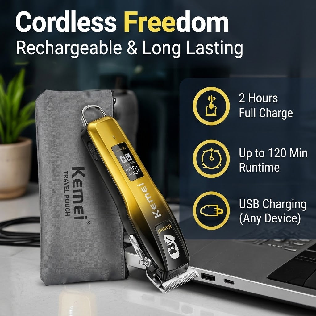 Men’s 5W Hair Trimmer – Stainless Steel Blade Gradient Clipper