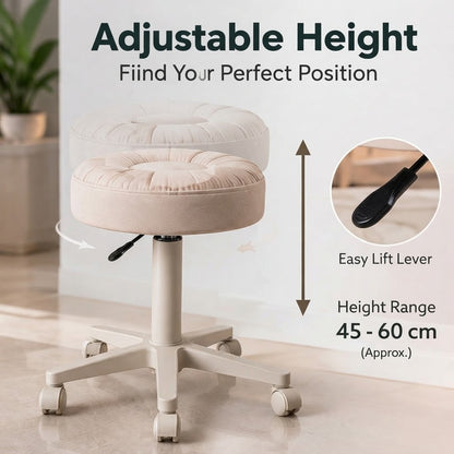 Large Rolling Beauty Swivel Salon Chair with Wheels & Adjustable Lift