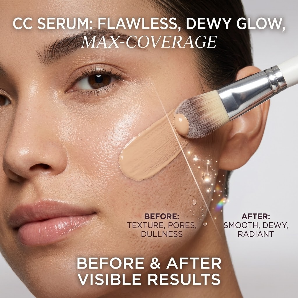 CC Serum Cream Tinted Moisturizer – Full Coverage Liquid Foundation for Smooth, Even-Looking Skin