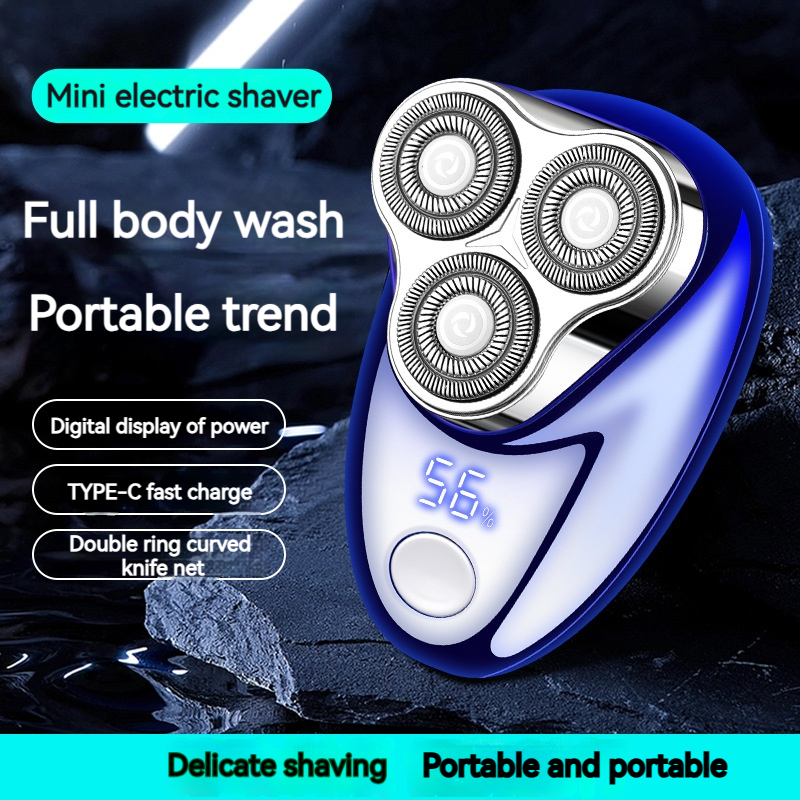 Portable 3-Blade Magnetic Electric Rotary Men's Shaver