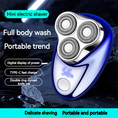 Portable 3-Blade Magnetic Electric Rotary Men's Shaver