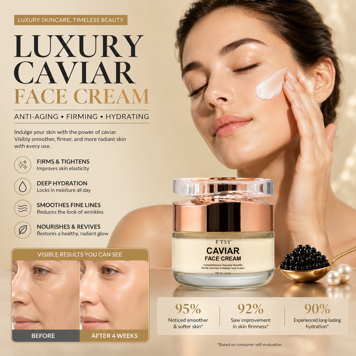 Luxury Caviar Face Cream – Anti-Aging Firming & Hydrating Moisturizer