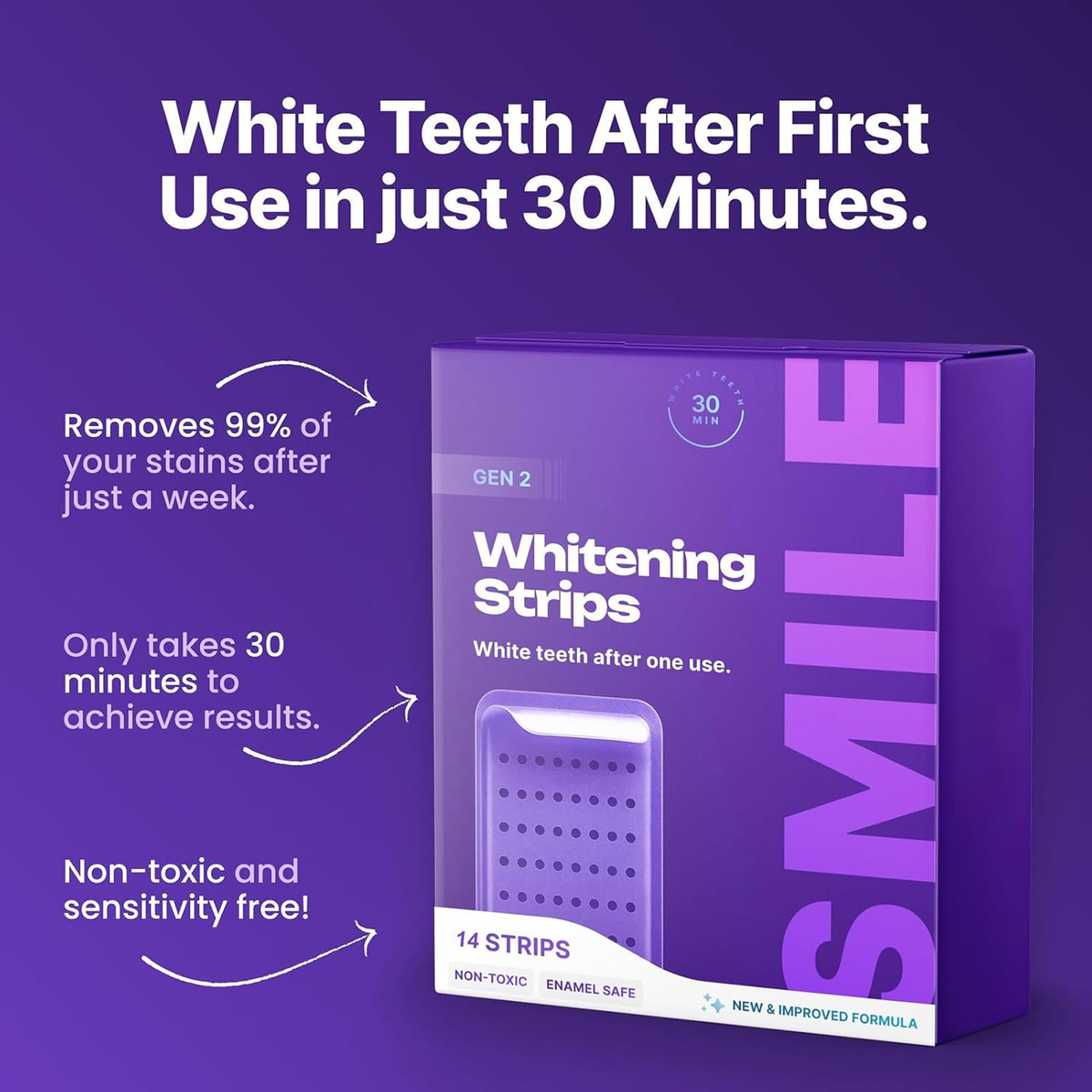 Purple Teeth Whitening Strips – Instant Brightening & Color-Correcting Care