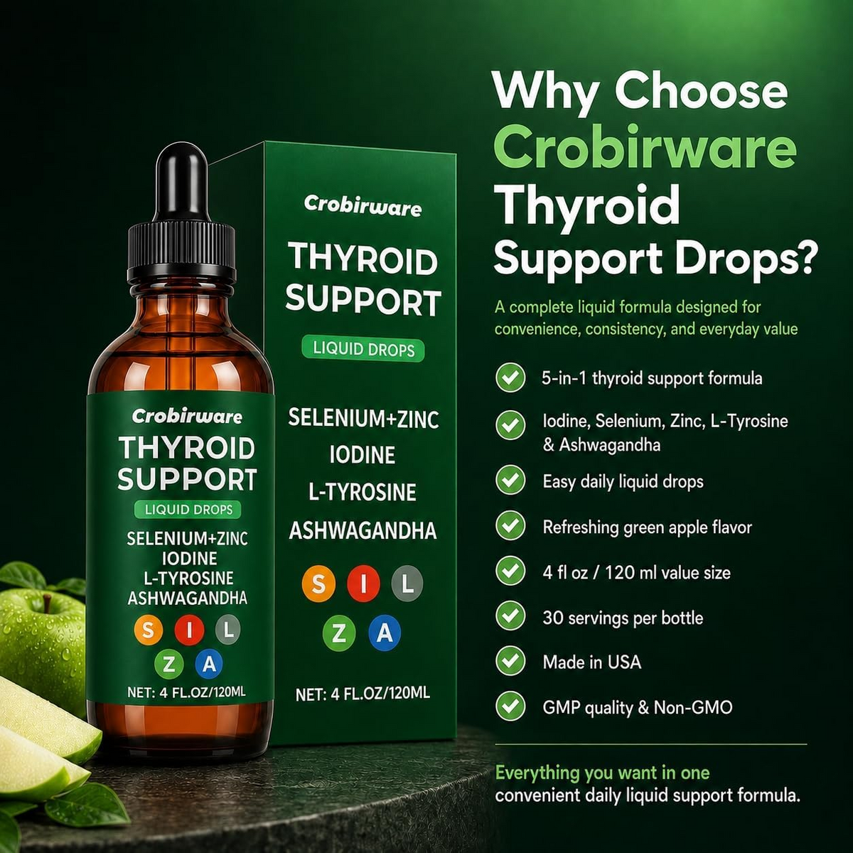 Artoalabs Ashwagandha Thyroid Support Liquid Drops – Herbal Plant Extract Supplement