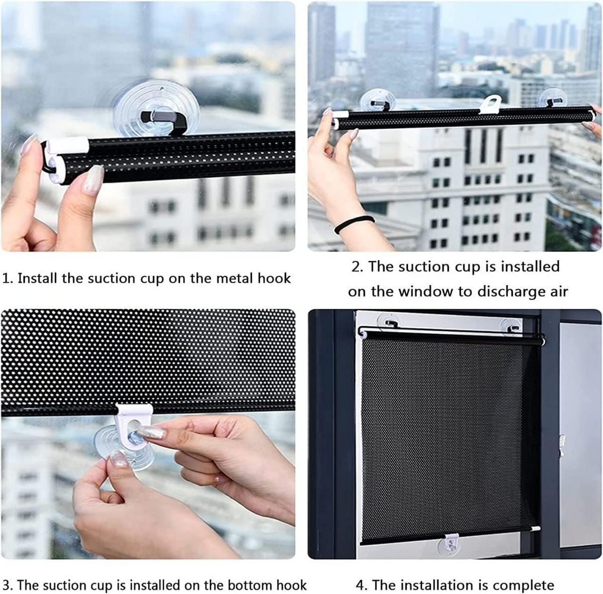 Retractable Car Window Sunshade – Nail Free Suction Cup Blackout Roller Blind