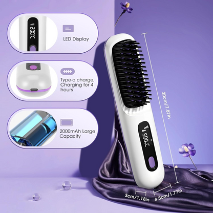 Wireless Hair Straightening Comb Smoothing & Styling Brush