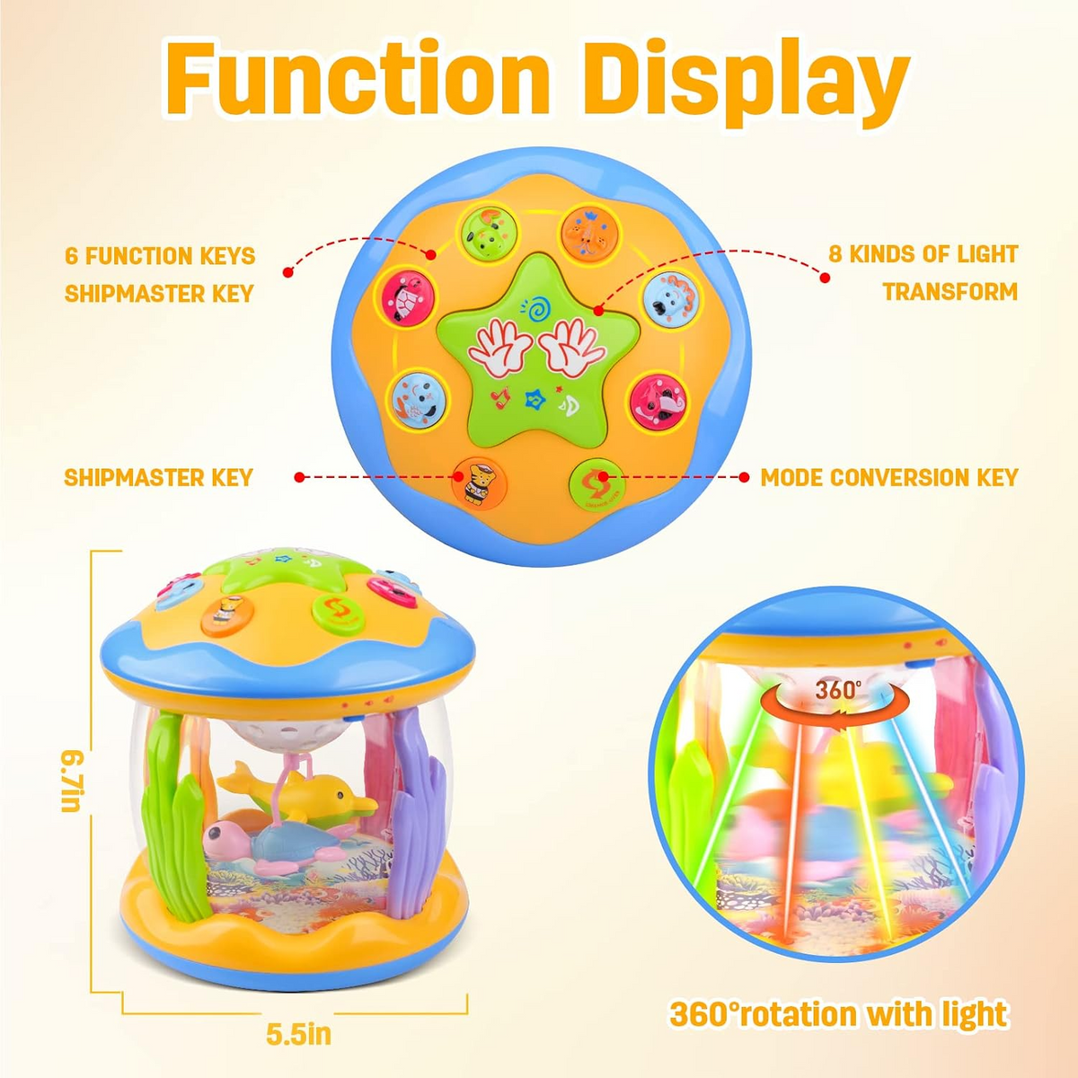 Ocean Rotating Projector Light-Up Sensory & Educational Baby Toy
