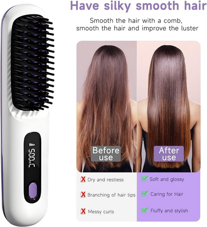 Wireless Hair Straightening Comb Smoothing & Styling Brush