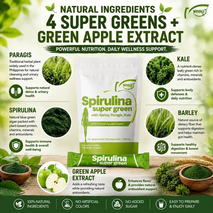Organic Super Greens Powder – Spirulina & Wheatgrass Daily Greens Blend